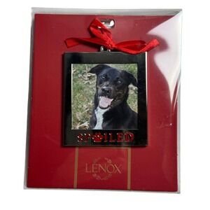 Lenox Spoiled Pet Frame Charm Ornament Silver Red Paw Print Dog Cat 890689 NEW